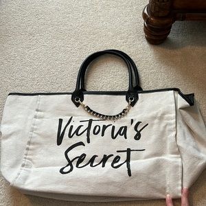 Victoria’s Secret tan canvas oversize maxi tote bag